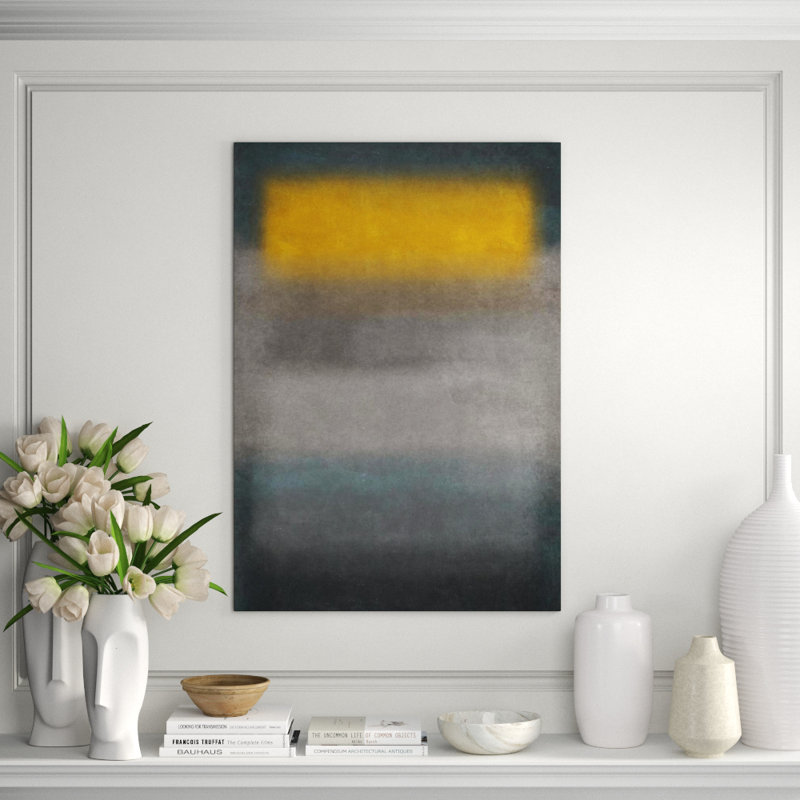 Gray And Yellow III Print by Sofia Fox, Image Brush Gel, 43" H x 30" W x 1.5" D