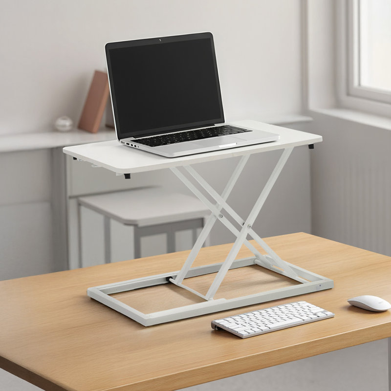 Adjustable Metal Base Computer Desk, White