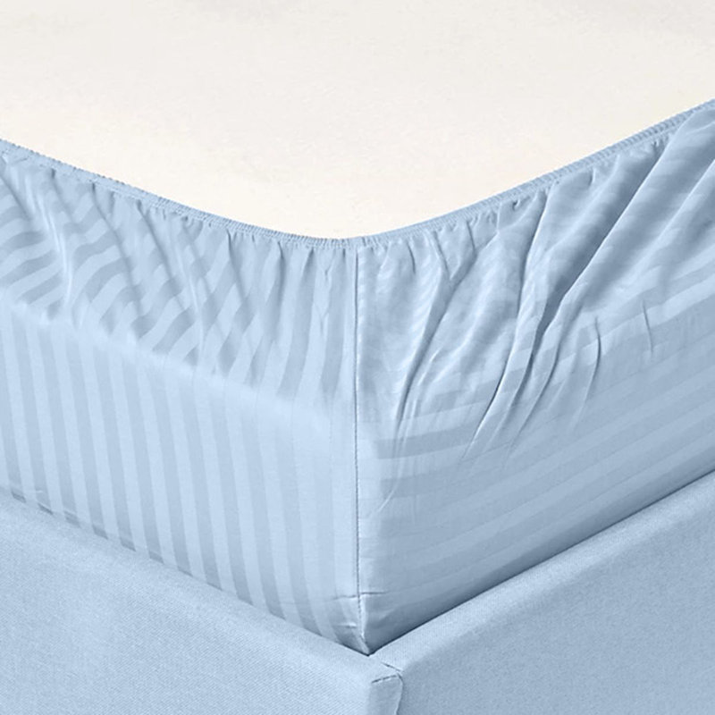 600 Thread Count Egyptian-Quality Cotton Sheet Set, Queen Sheet Set with 2 Pillowcases, Blue Stripe