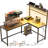 Computer Desk with Monitor Stand and CPU Shelf,L Shaped Gaming Desk with Power Outlets & LED Lights-292381947