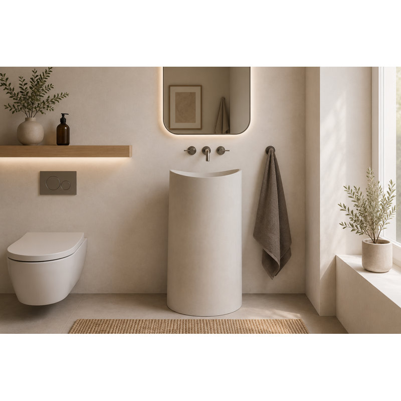 Lavabo de salle de bain autoportant 33,9 po, Béton surélevé