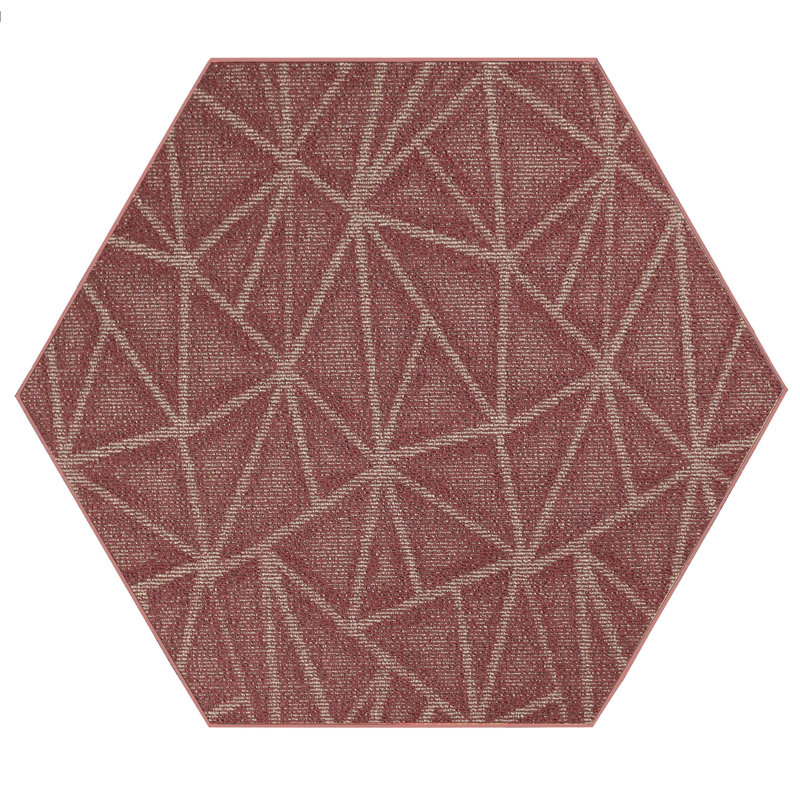 Dickenson Geometric Burgundy Area Rug, Hexagon 9'