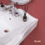 Lavabo de salle de bain piédestal l 23 po x H 35 po avec vasque rectangulaire en céramique vitrifiée blanche avec 3 trous de robinet centraux