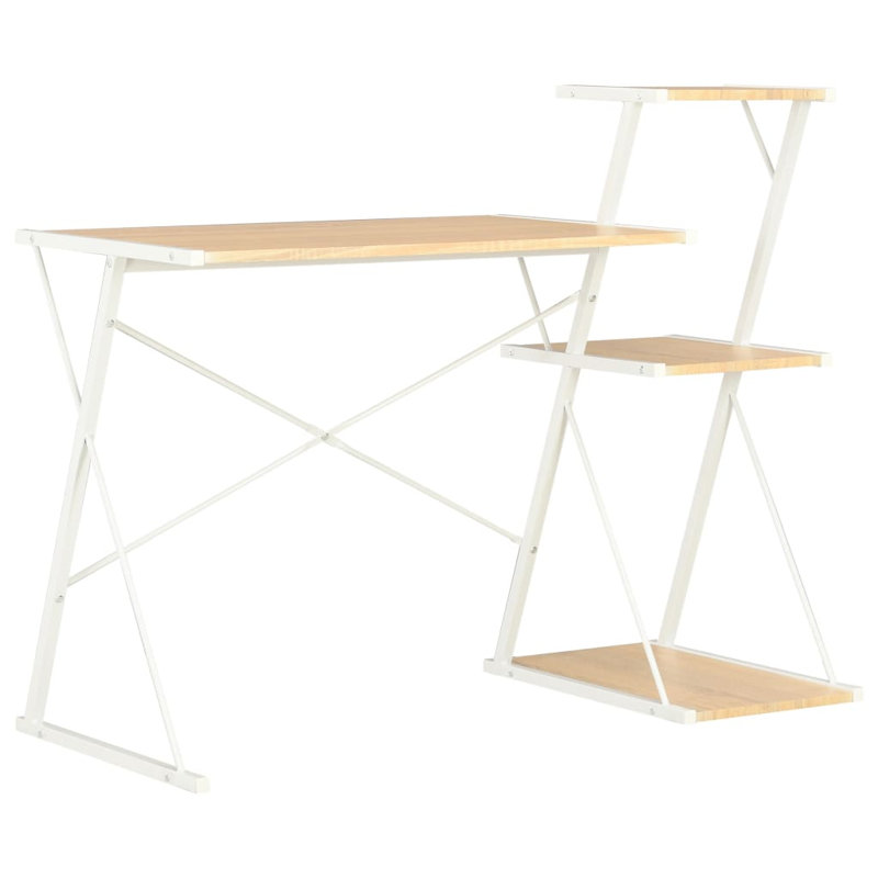 Alexandre Metal Base Writing Desk, Oak, White