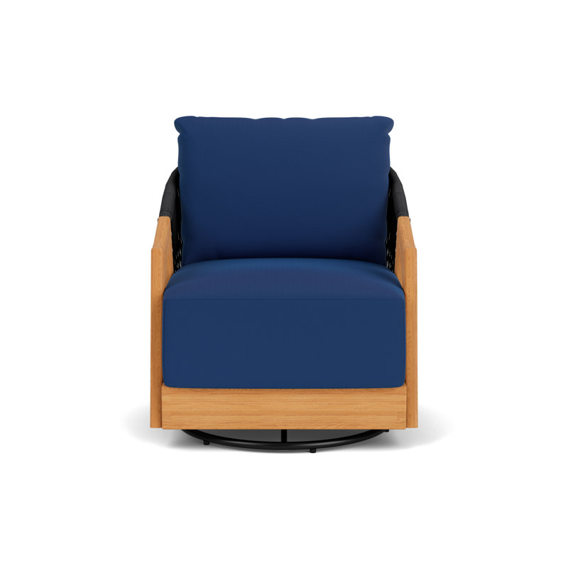 Alpine Outdoor Teak Swivel Armchair, Flagship Lapis