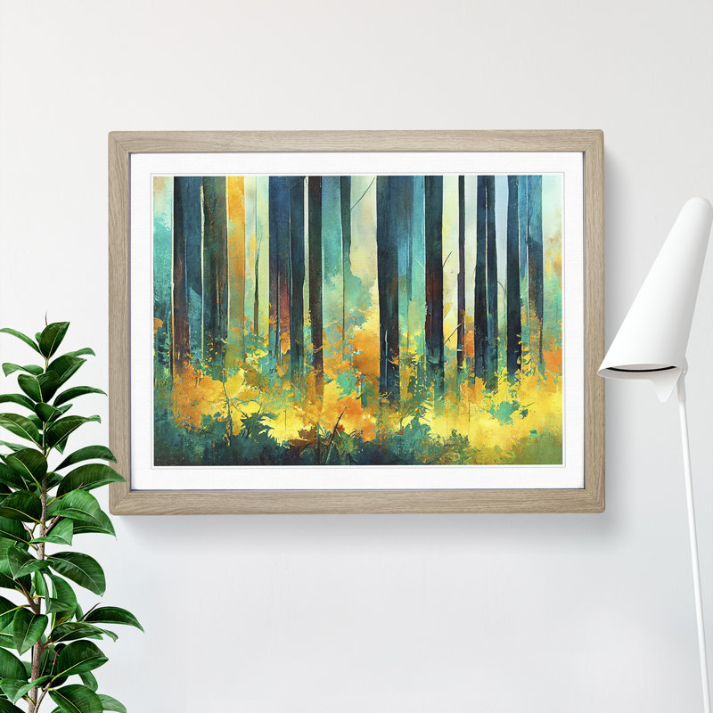Glowing Abstract Forest - Single Picture Frame Print, 46cm H x 64cm W