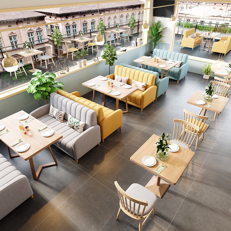 Banc de café moderne et décontracté, Jaune
