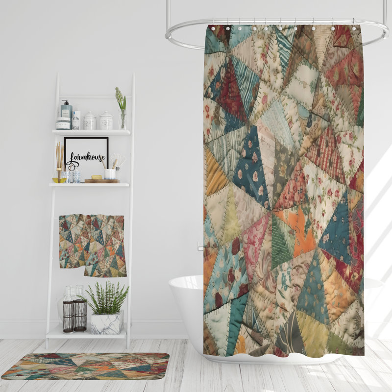 Patchwork Shower Curtain, 90" H x 71" W
