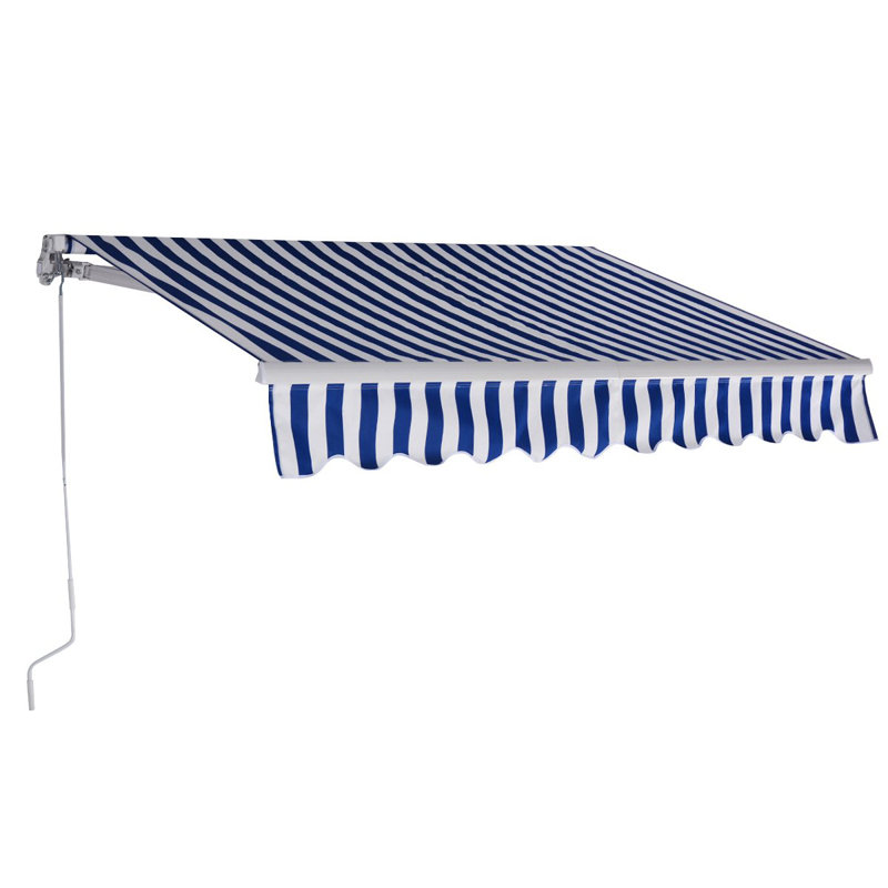 Dakota Fields 250cm W x 200cm D Polyester Blue/White Cover Retractable Window Awning