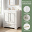 Meuble-lavabo de 30 po d'inspiration française avec lavabo en céramique | Structure en bois massif, 2 portes à fermeture en douceur avec tablette et tiroir réglables, rayures sculptées pour un charme rétro-131246843