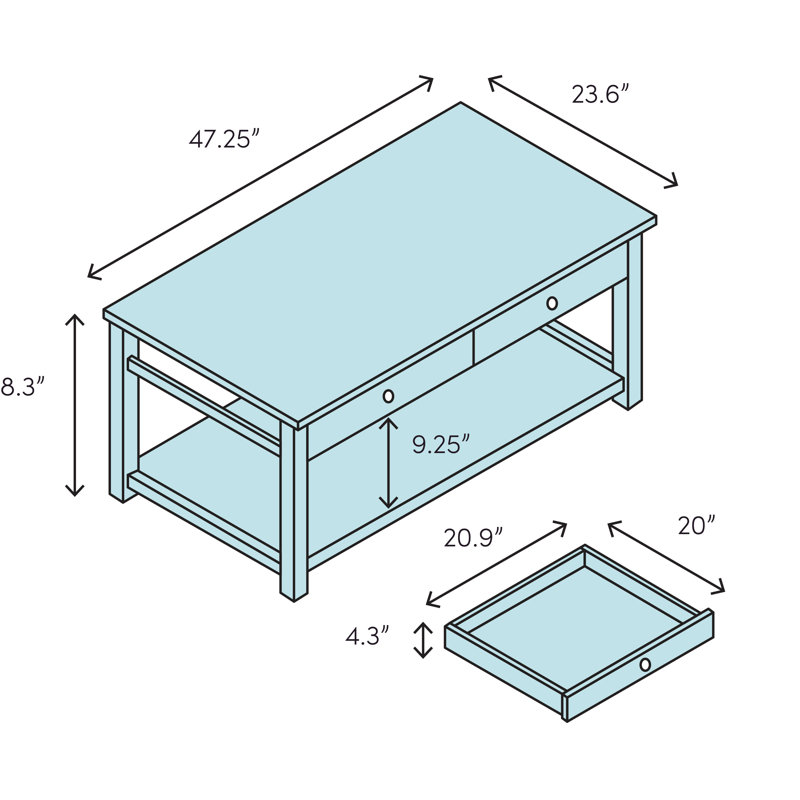 Levi Glass Top Single Coffee Table, Navy/White