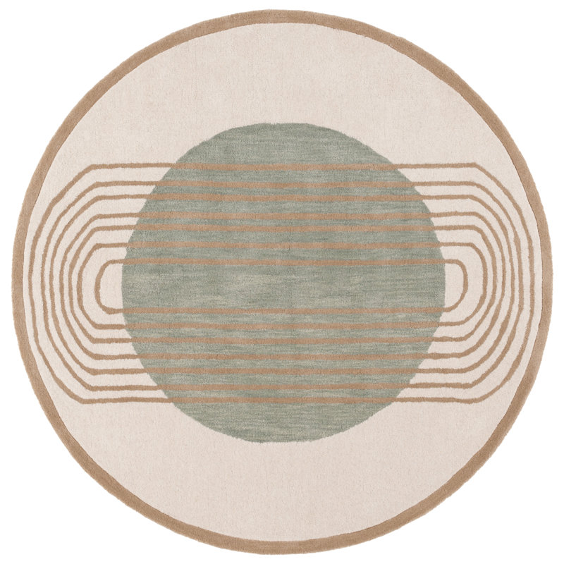 Anyeli Rodeo Drive Hand Tufted Wool/Cotton Abstract Rug in Blue/Ivory, Rectangle 4' x 6'