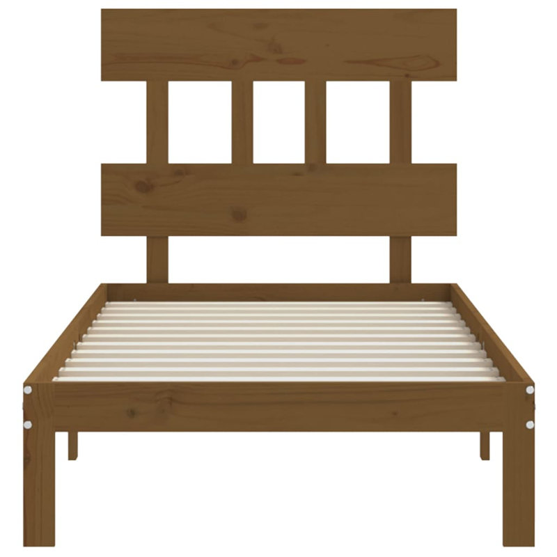Bed Frame with Headboard, Brown, Single (3')