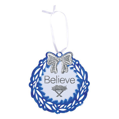 Ornament Manger Believe Wreath Bow 4"