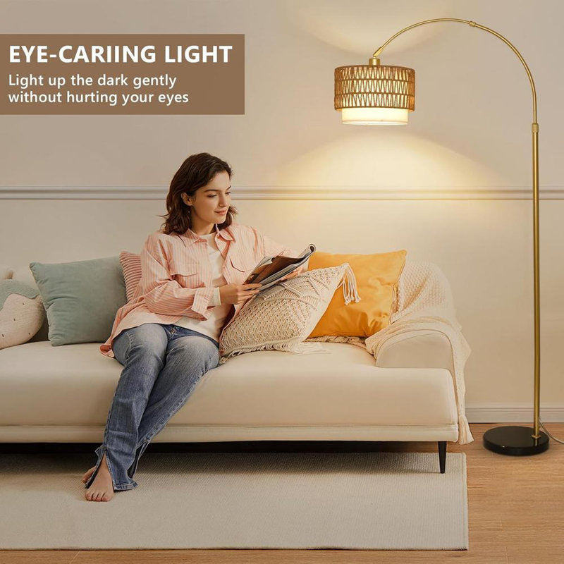 Arc Floor Lamp with Remote, Gold