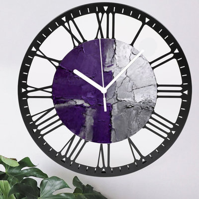 10" Round Iron Wall Clock with Silent Quartz Movement, Roman Numerals, UV-Printed Design