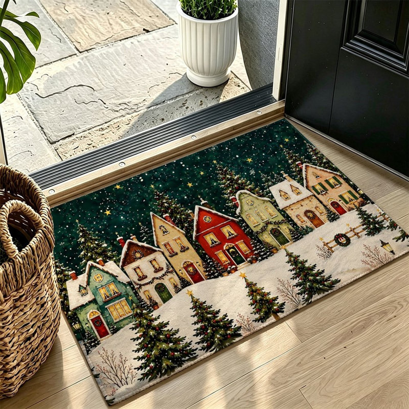 Tapis vert vert Christmas Village 47 po x 31 po