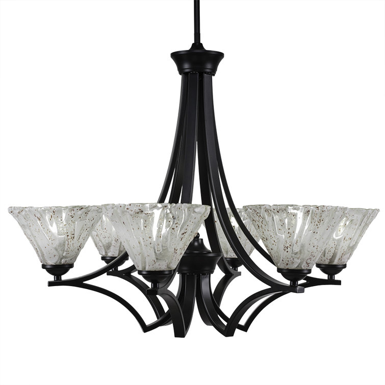 Zilo 6 Light Uplight Chandelier Shown In Graphite Finish With 7” Italian Ice Glass