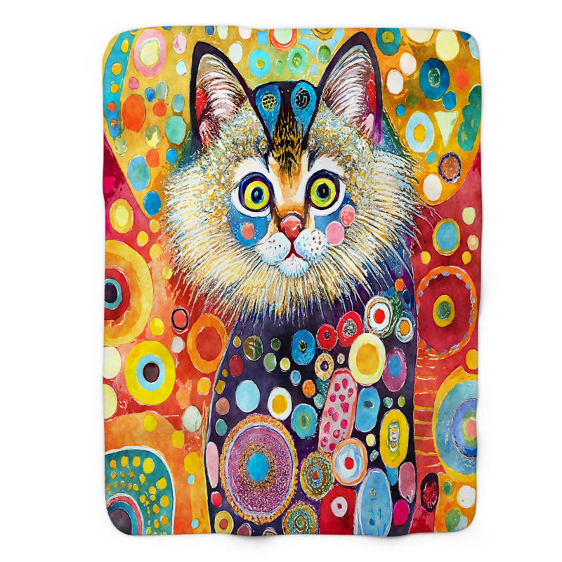 Psychedelic Kitty - 1 Piece Premium Blanket, Queen