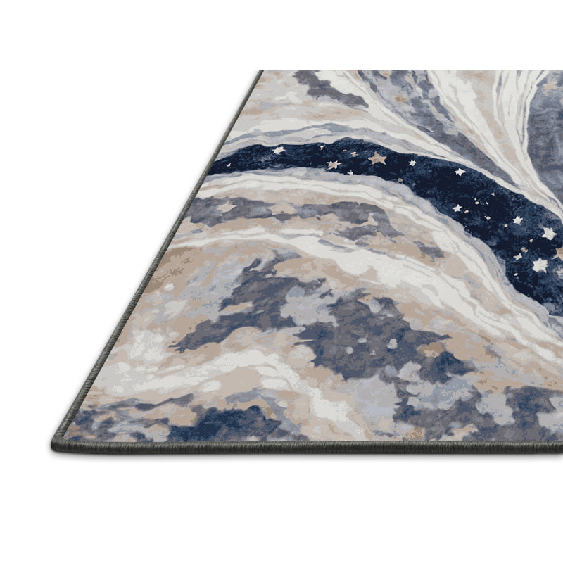 Tapis gris soyeux et moelleux, Rond 7 pi