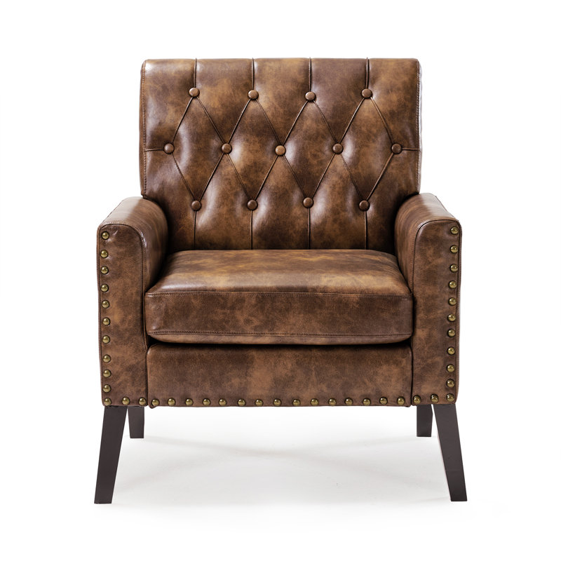 Nyhla 28.5" W Armchair, Yellowish-Brown Faux Leather