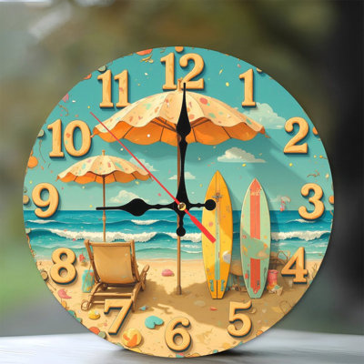 beach clock summer ocean surf umbrella chair