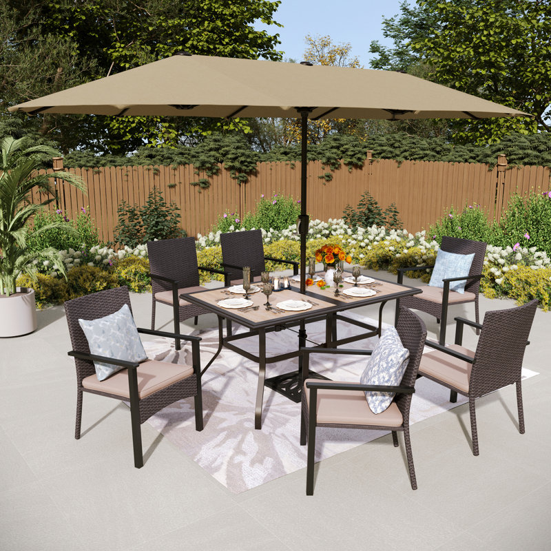 Ensemble de salle à manger de patio pour 6 personnes Alyah