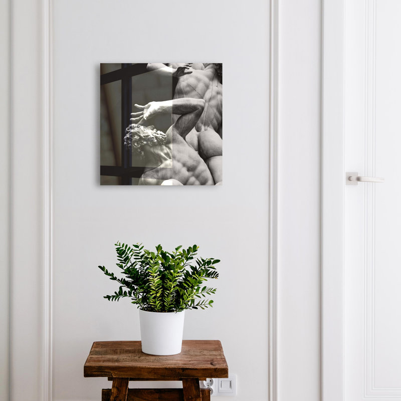 Decorative key box for wall, Opens to the left, 30x30x5, Black, The dynamics of classical sculpture with expression, 