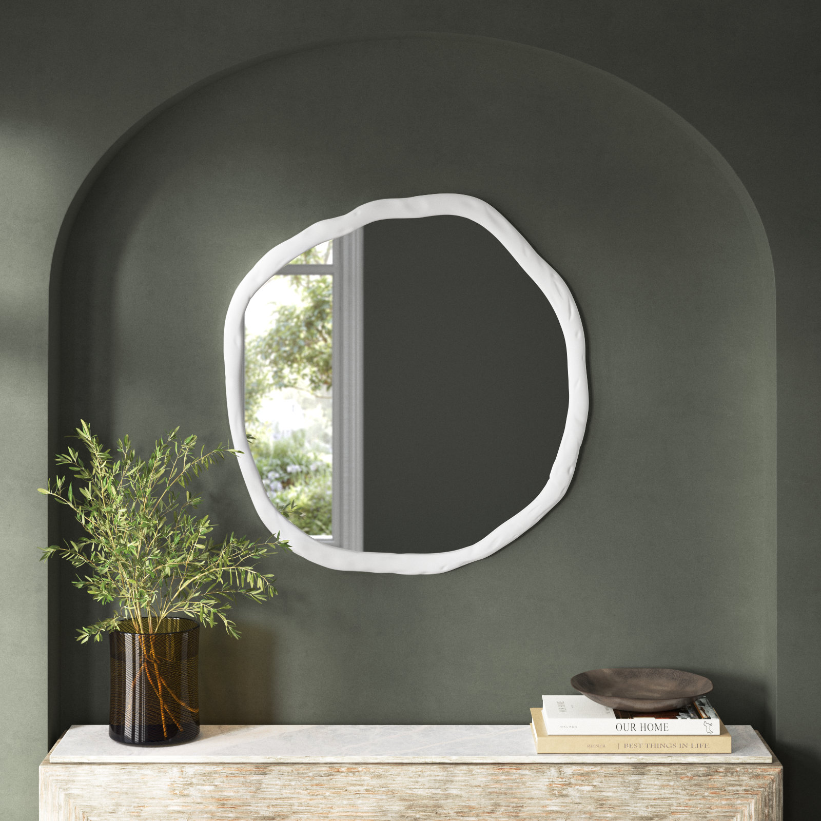 Nola 24" Accent Mirror, 36.5" x 36.5", White