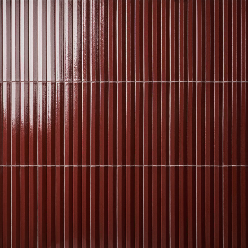 Apex 5" x 16" 3D Polished Porcelain Wall Tile, Red
