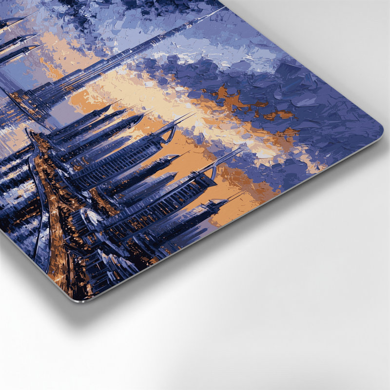Art mural en métal «Mauve», cités, villes, ÉAU, H 132 po x l 168 po x P 0,05 po