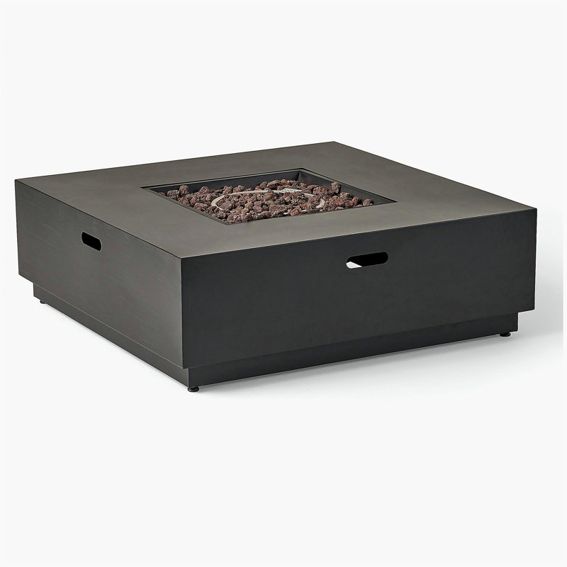 40-inch square iron fire pit - 50,000 BTU (without lid), Dark Gray