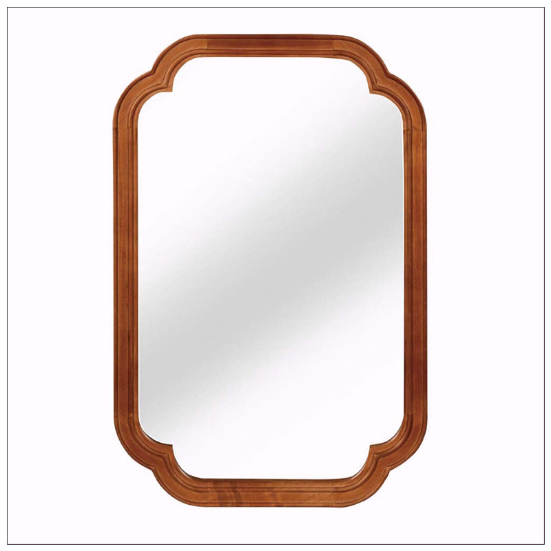 Solid Wood Frame  Mirror, Yellow Brown