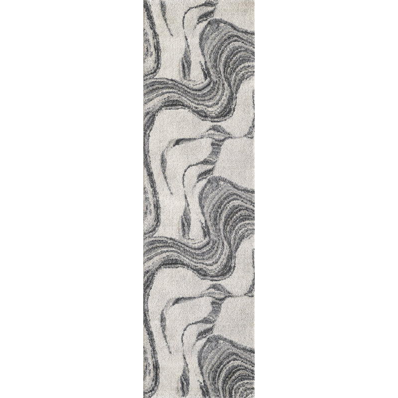 Hue Hand Hooked Polypropylene Area Rug, Runner 2'2" x 7'6", Ivory