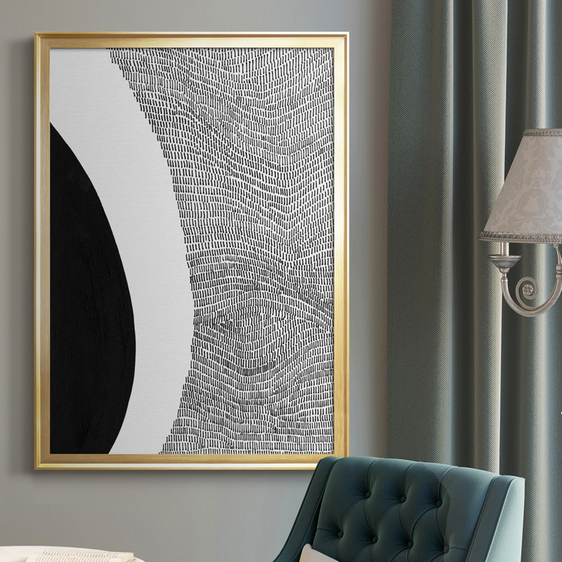 «Black and White Abstract II», reproduction sur toile encadrée, Or, H 42,5 po x l 30,5 po x P 1 po