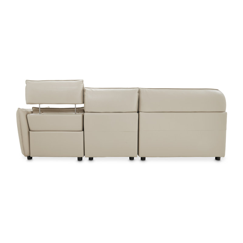 Mia Bella Sectional, Gray Genuine Leather