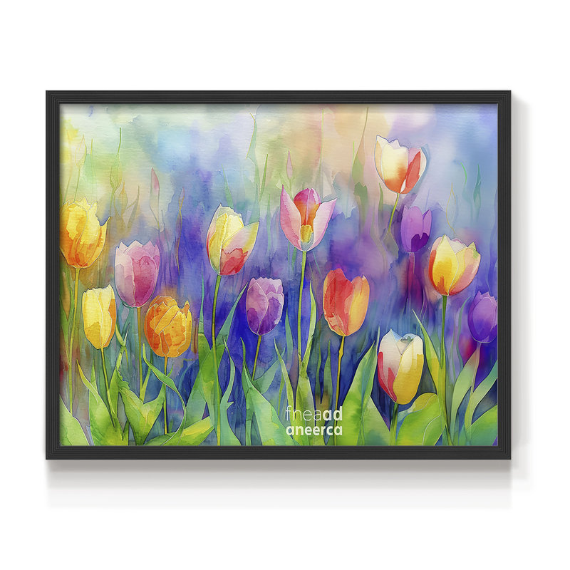 Floral Series-CXXXII -Framed Print - Restickable, H 16 po x l 20 po, Noir