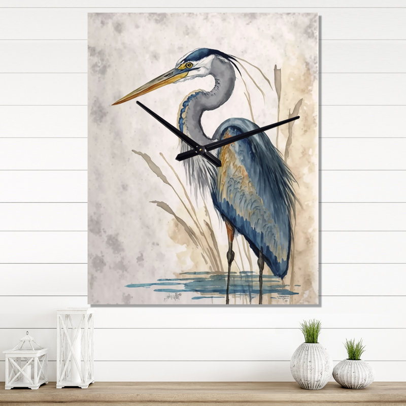 Horloge murale Heron By The Waterside Watercolor II - Animals Heron, Très petit