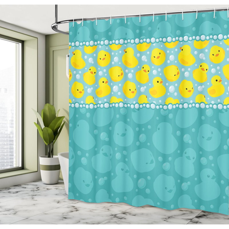 Rideau de douche simple bleu et bulles bleu amusant Stephen, H 69 po x l 105 po