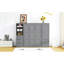 Grand lit escamotable mural avec placard, tiroirs et tablettes, gris