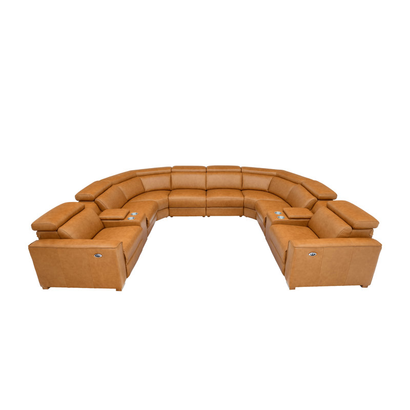 Canapé modulaire inclinable en cuir Broubusbig, Cuir fleur de gingembre