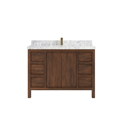 Ensemble de meuble-lavabo simple 48 po Teak