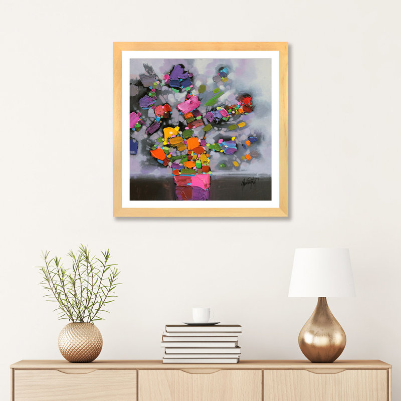 Bouquet II par Scott Naismith - reproduction d'art, H 24 po x l 24 po x p 1 po, Papier encadré de bois naturel