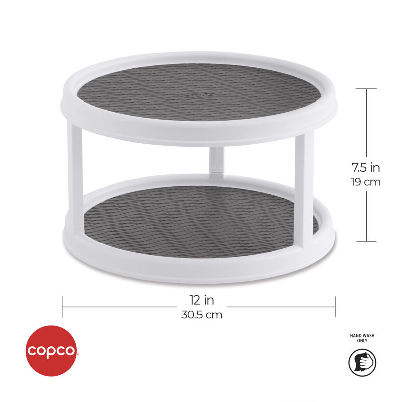 White and Gray 12-Inch 2-Tier Non-Skid Lazy Susan Turntable
