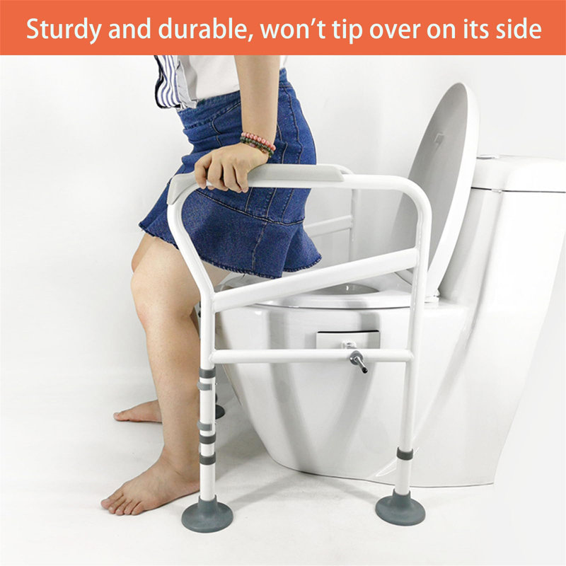 Holloman Foldable Toilet Safety Rails, Adjustable Width Height Toilet Frame With Large Suction Cups, Anti-Slip, Heavy Duty Toilet Handles For Elderly And Handicap Toilet Safety Rails Fit Any Toilets