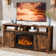 Rustic Brown Hanady For 70 Inch Tv Farmhouse Entertainment Center with Electric Fireplace Included