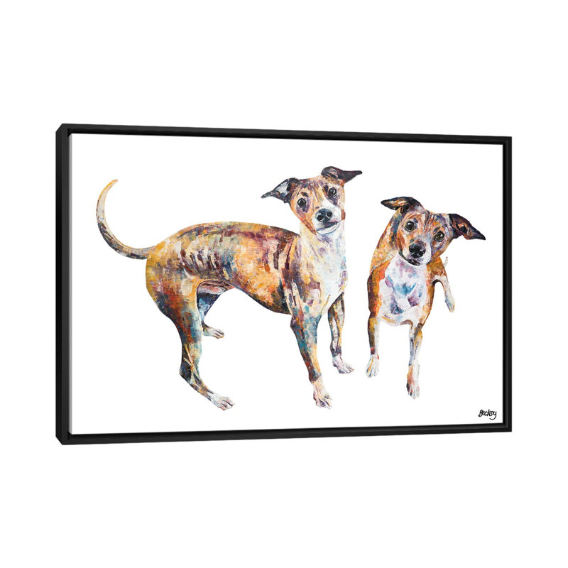 « paco & rico », reproduction sur toile, H 18 po x l 26 po x P 1,5 po, Toile encadrée noire, Pas de tapis