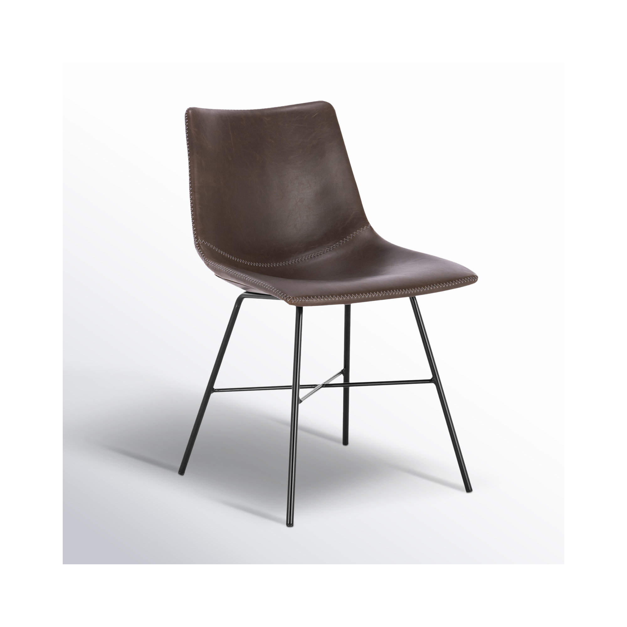 Bela Leather Dining Chair, Brown Faux Leather
