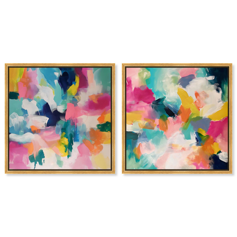 Glazed Melodies Set Canvas Set of 2 Dopamine Decor Art by , Cadre flottant doré, H 12 po x l 12 po