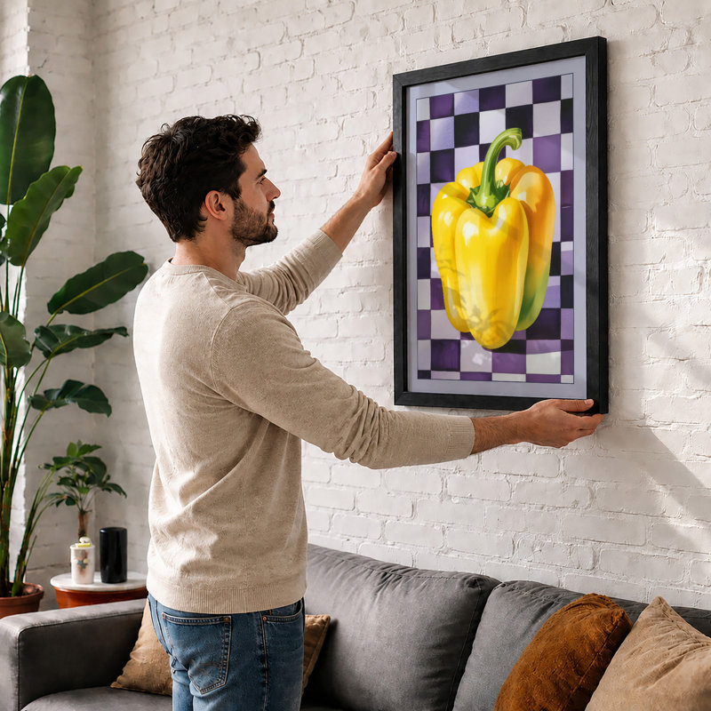 Bell Pepper Study Modern - Framed Print, A2 - 59.4 x 42.0 cm, Oak